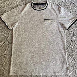 Ted Baker Men's Textured Light Gray T-Shirt Size 2